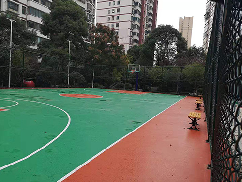 常德市武陵區國源小區塑膠籃球場，硅PU球場，籃球架安裝 體育器材，體育設施